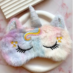 Peluş Renkli Unicorn Uyku Bandı